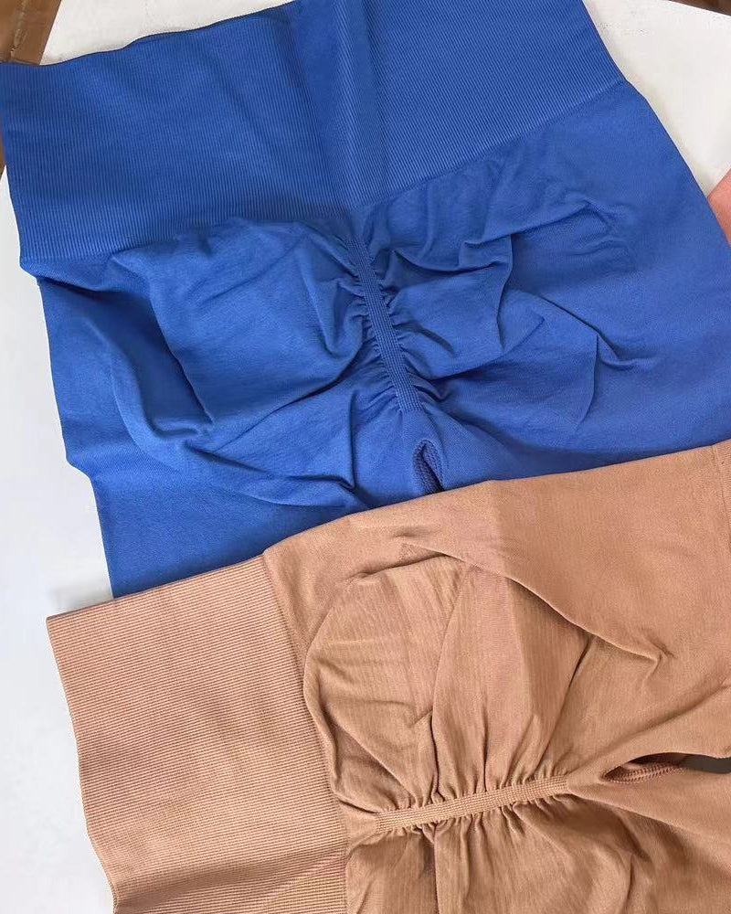 Yoga Shorts Nahtlos Bauchkontrolle Hohe Taille Pfirsich-Po