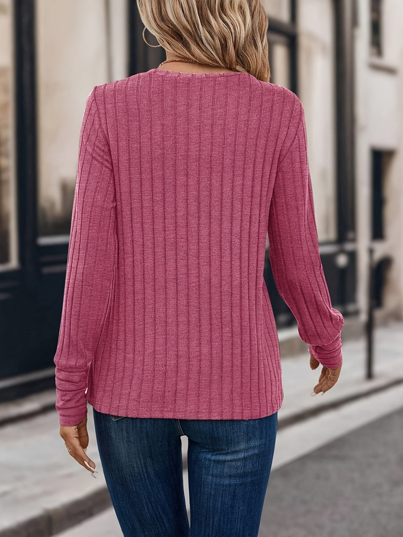 Eloise - Lässiges Herbst-/Winter-Rippen-Langarmshirt für Damen