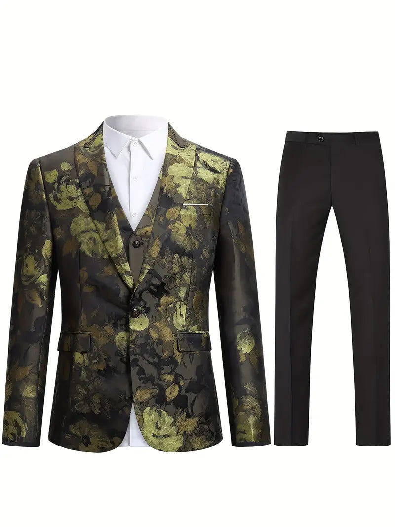 Dreiteiliges Jacquard-Kleid Anzug Set