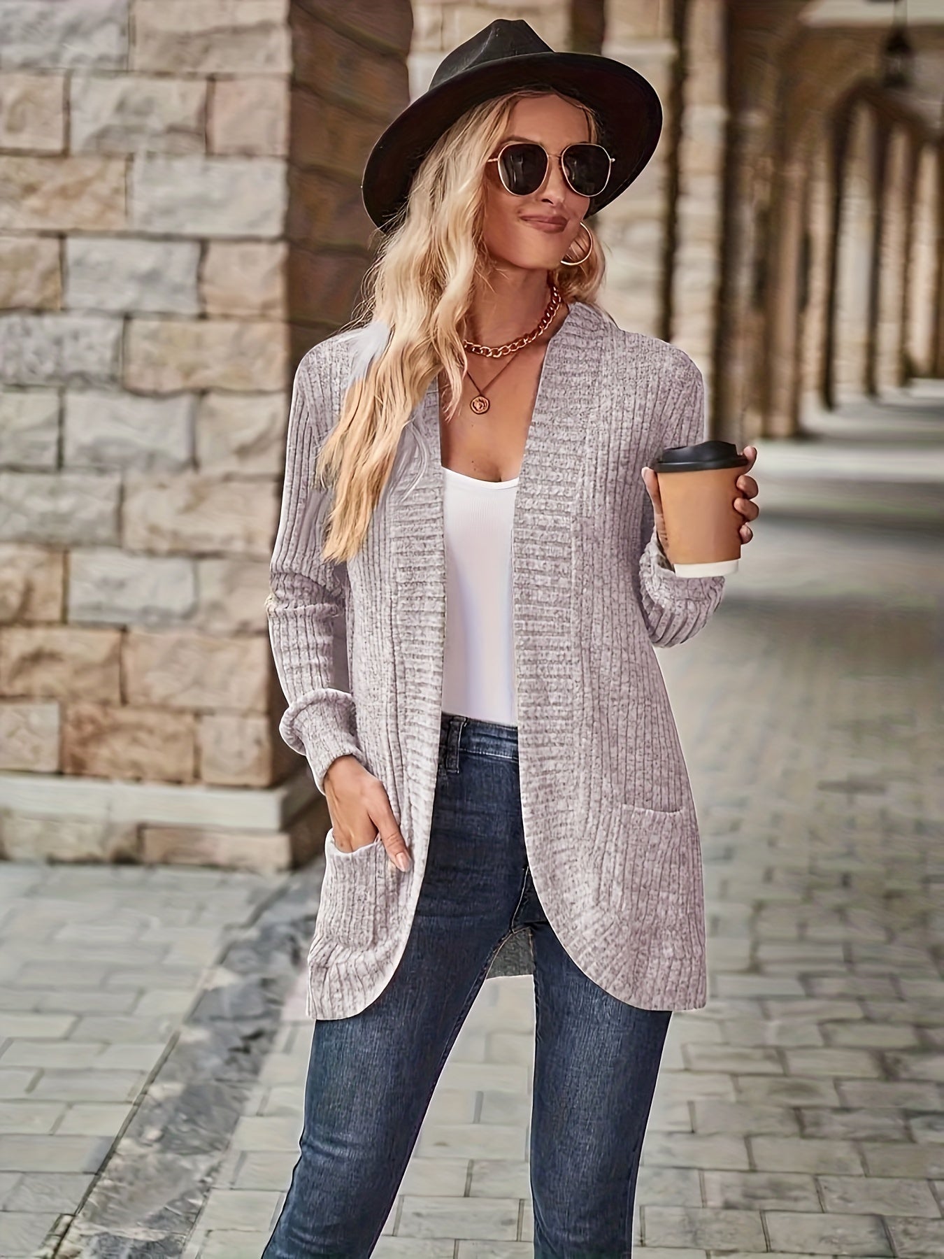 Daisy - Lässige Herbst Strickjacke mit Taschen für Damen