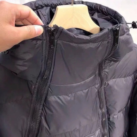 Vruno | Herren Klassische Wattierte Kapuzen-Winterjacke | Lang