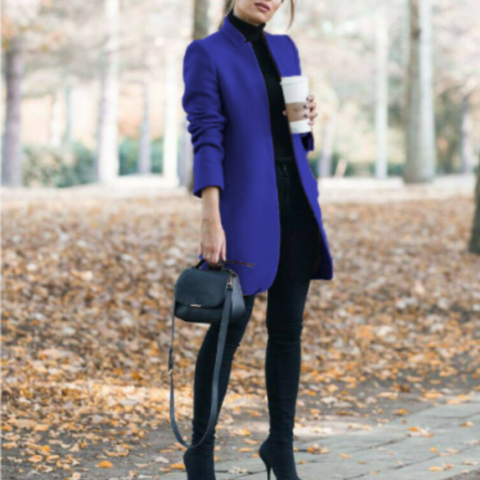 Regina | Damen Elegante Stehkragen Mantel | Lang