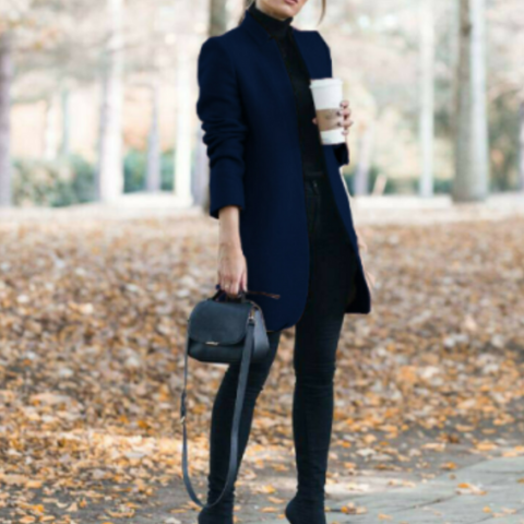 Regina | Damen Elegante Stehkragen Mantel | Lang