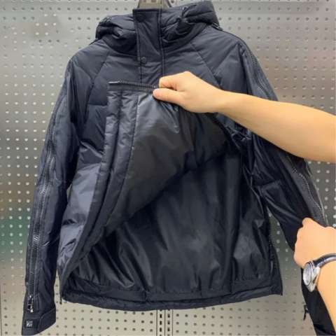 Vruno | Herren Klassische Wattierte Kapuzen-Winterjacke | Lang