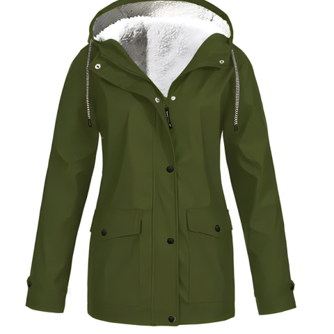 Arianda | Damen Stylische Kapuzen Regen Jacke | Wasserdicht