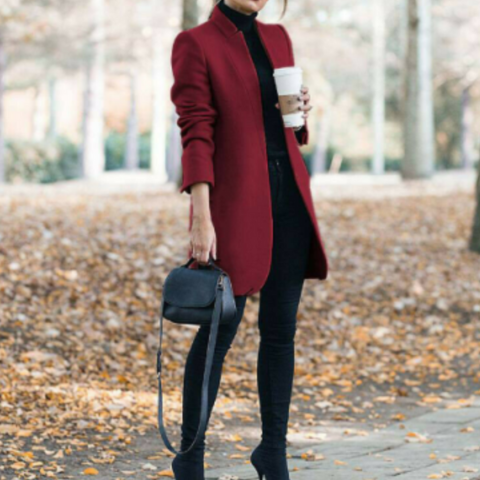 Sanie | Damen Eleganter Stehkragen Wintermantel | Lang