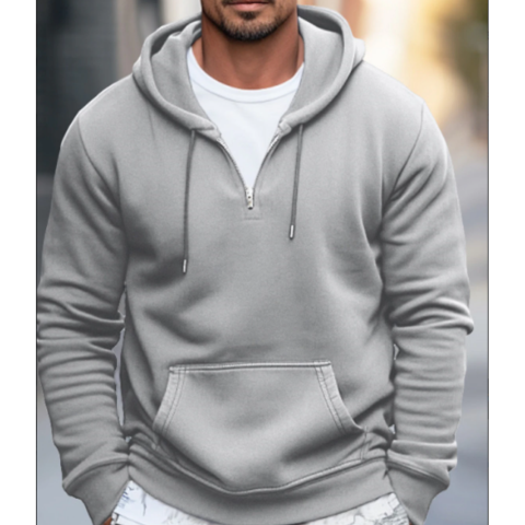 Angelico | Herren Klassische Kapuzen Pullover | Halb Reißverschluss