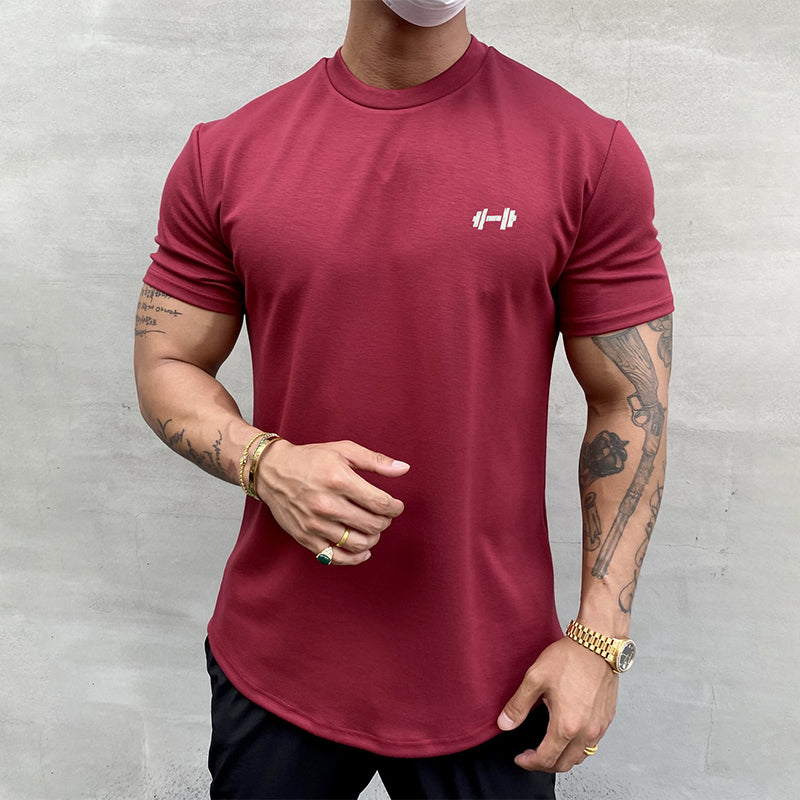 Sport T-Shirt Herren 100% Baumwolle Atmungsaktiv Elastisch Normal Schnitt