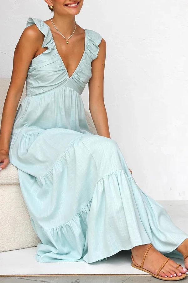Alina | Elegantes gestuftes Maxikleid für mühelosen Sommerstil