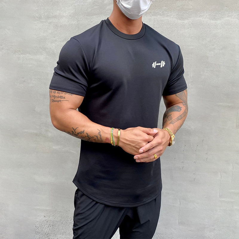 Sport T-Shirt Herren 100% Baumwolle Atmungsaktiv Elastisch Normal Schnitt