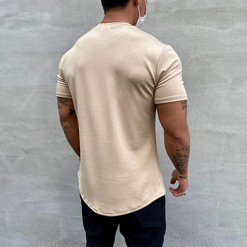 Sport T-Shirt Herren 100% Baumwolle Atmungsaktiv Elastisch Normal Schnitt