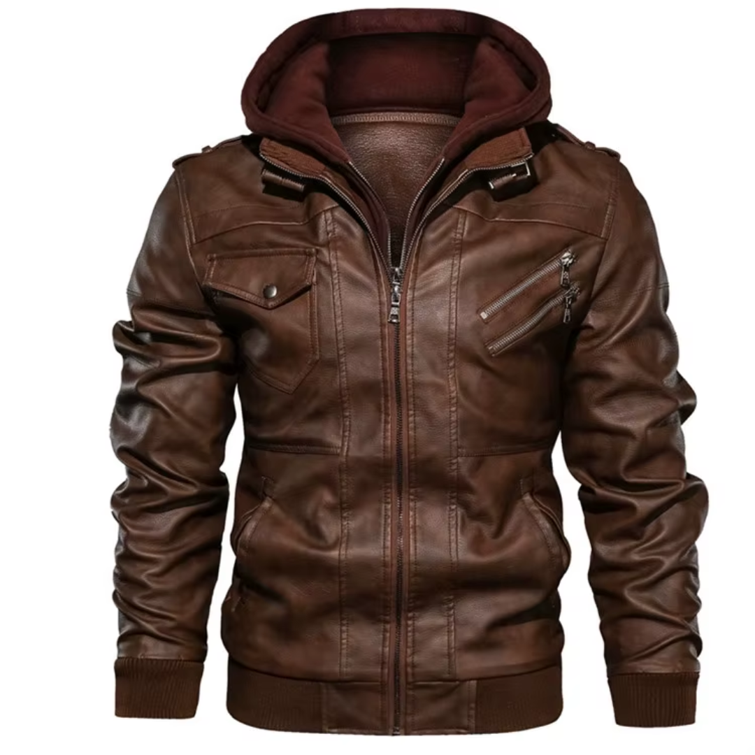 Rowan - Lederjacke mit Kapuze