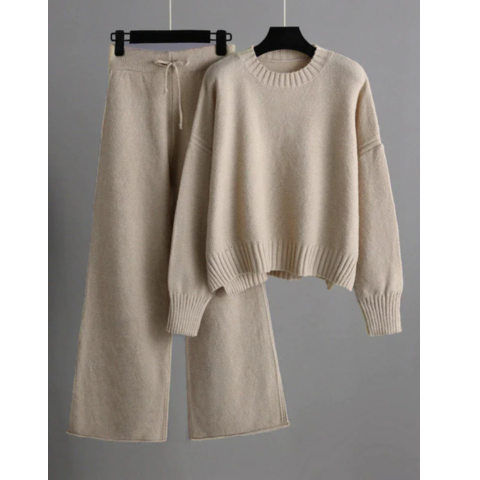 Adani | Damen Winter Zweiteiler Gestrickt Satz | Pullover und Hose