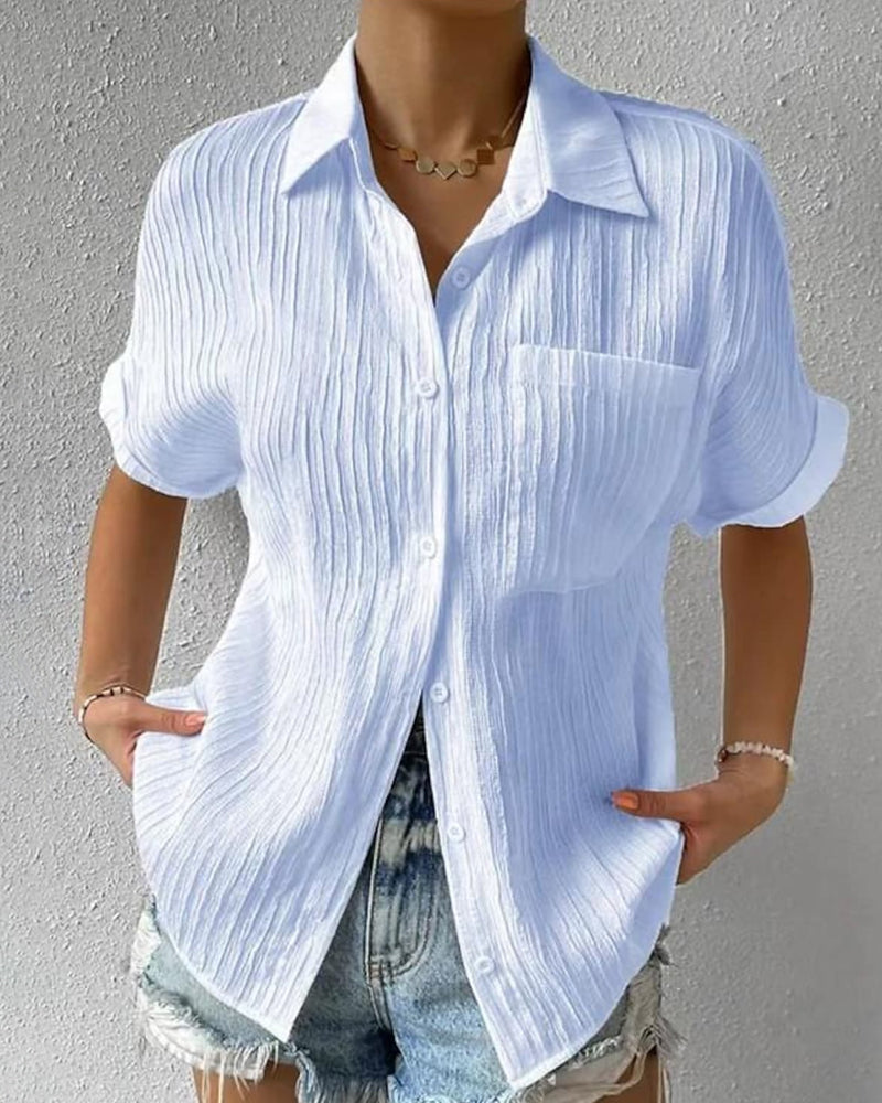 Bonafita Meritt – Komfortable Bluse mit kurzen Ärmeln und Hemdkragen