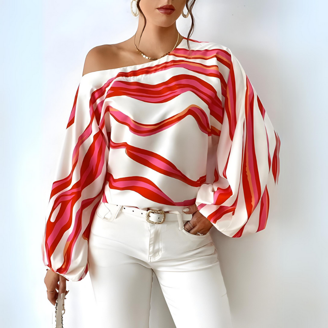 Linum - Trendige Schulterfreie Bluse mit Streifen