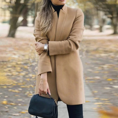 Sanie | Damen Eleganter Stehkragen Wintermantel | Lang