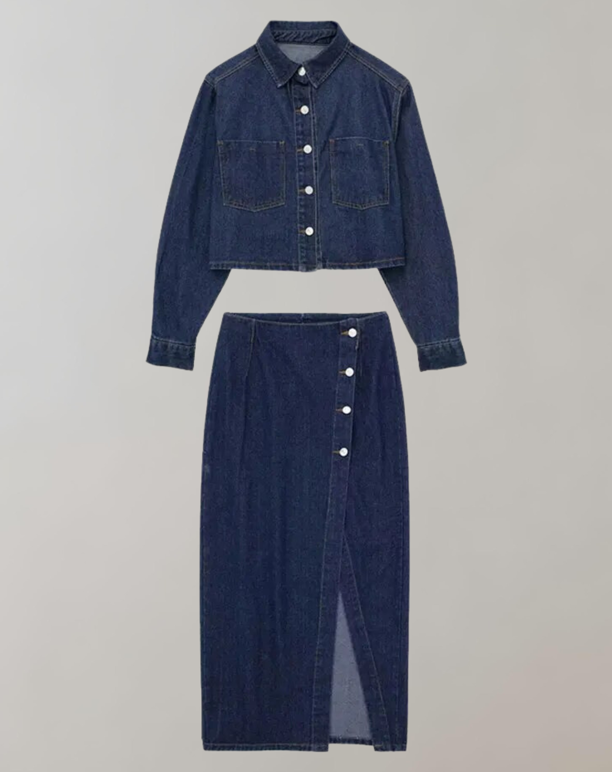 Salma - Damen Herbst Denim Jacke Set