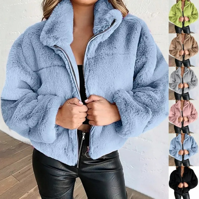 Carola | Stylische Teddy Fleece Jacke für Damen - Warme Kurzjacke mit hohem Kragen