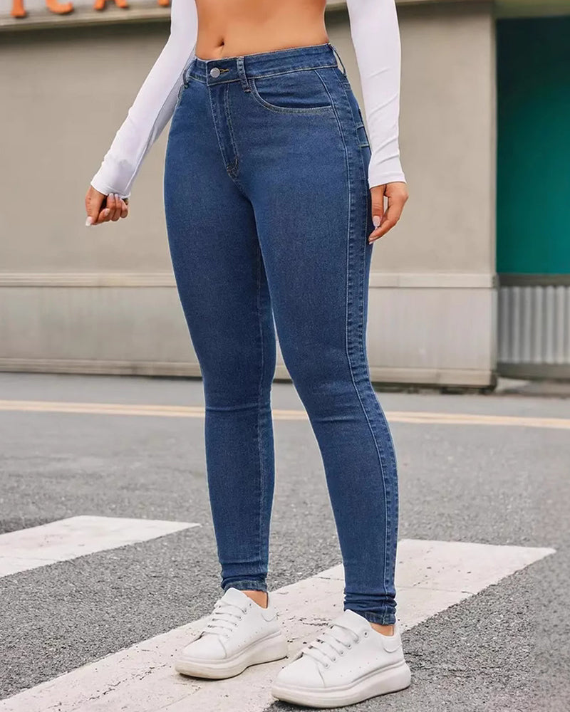 Kolumbianische Skinny Jeans mit Mittelhohem Bund und Stretch für Kurvige Frauen