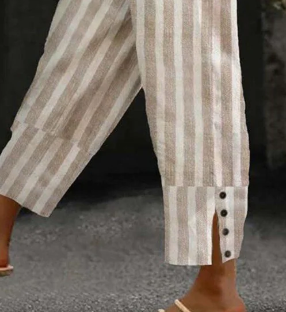 Lässige gestreifte Hose in Khaki