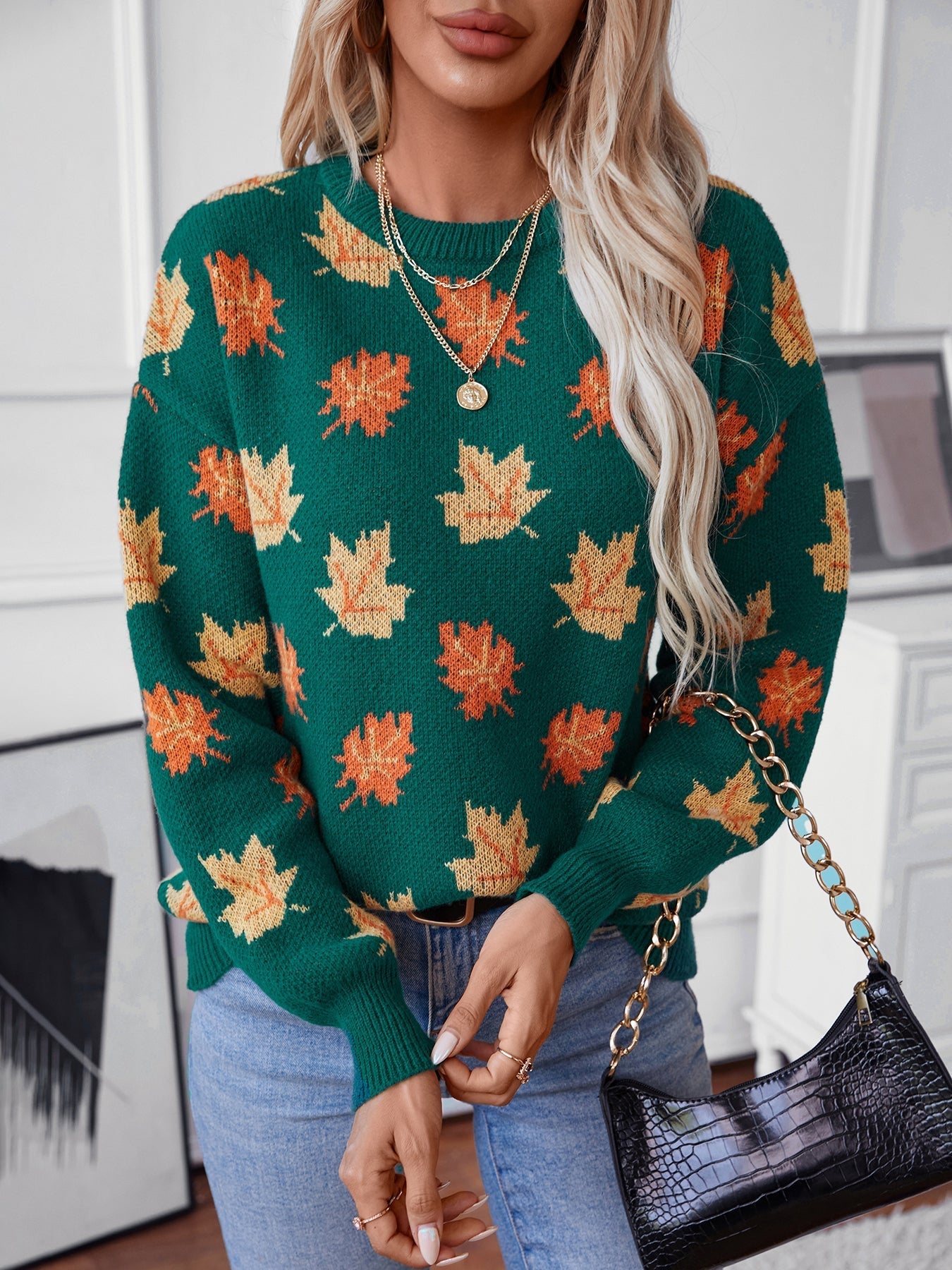 Keno | Gemütlicher Pullover mit Ahornblatt-Muster
