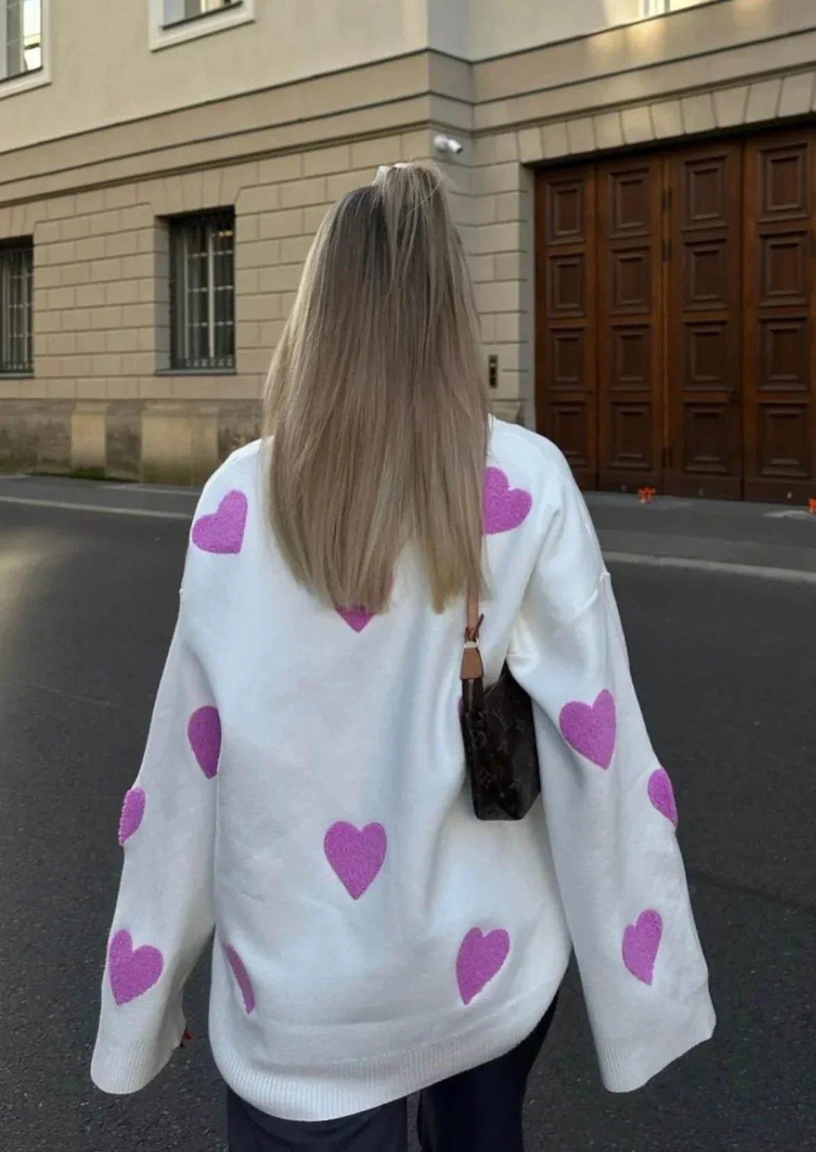 Bonafita Charlie-Purple | Oversized Pullover mit Herzdesign