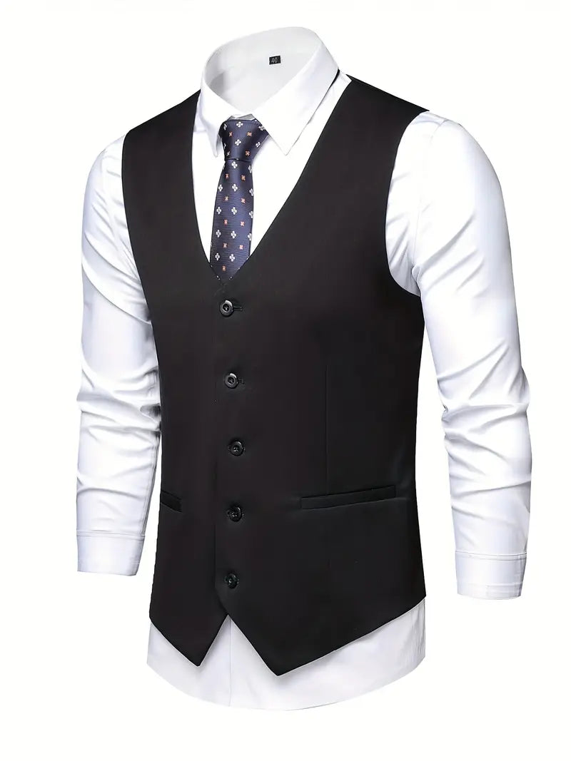 Slim Fit V-Ausschnitt Weste Jacke & Hose Set
