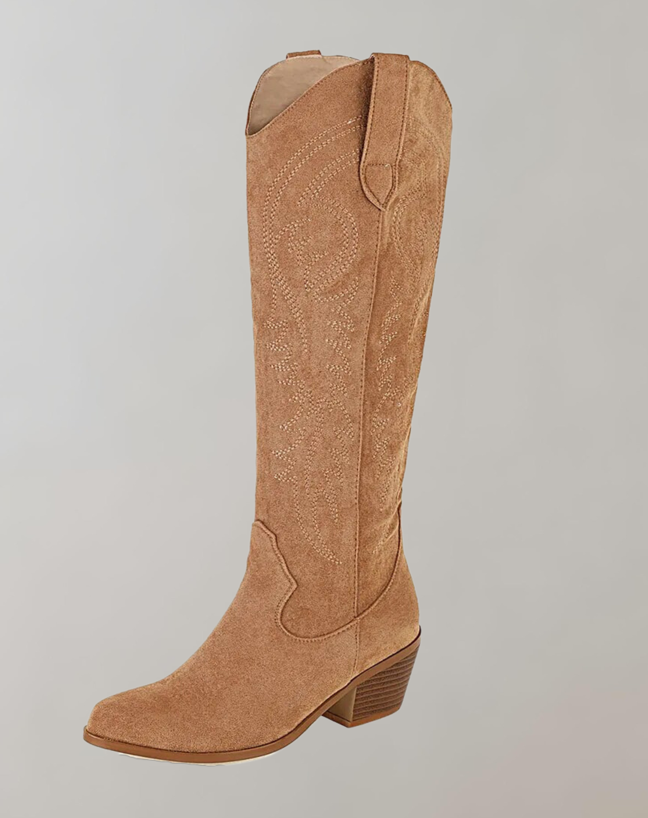 Kniehohe Stiefel Damen Leder Bestickt