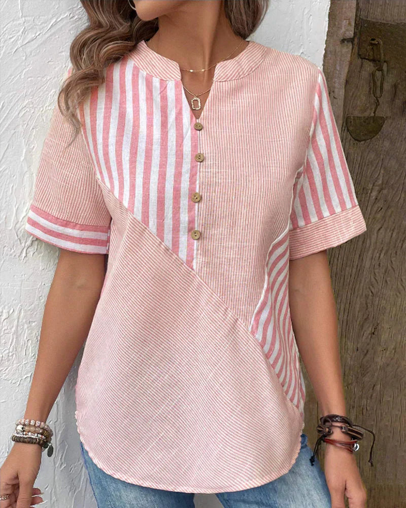 Barbara - Elegante Bluse mit Kunsthandwerksdruck für Damen