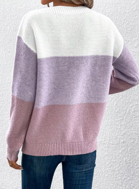 Vianca - Eleganter dreifarbiger Patchwork-Pullover