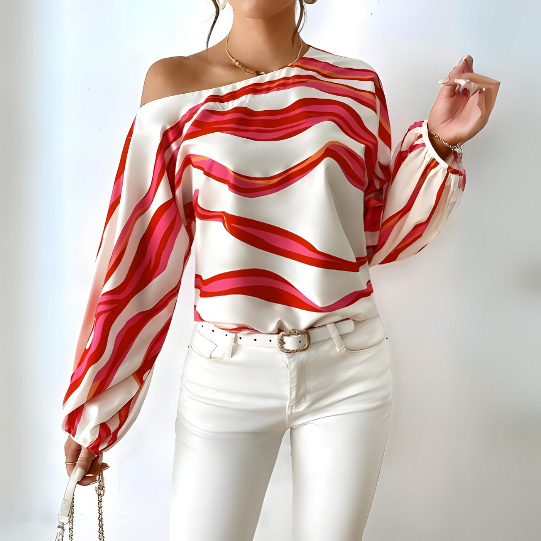 Linum - Trendige Schulterfreie Bluse mit Streifen