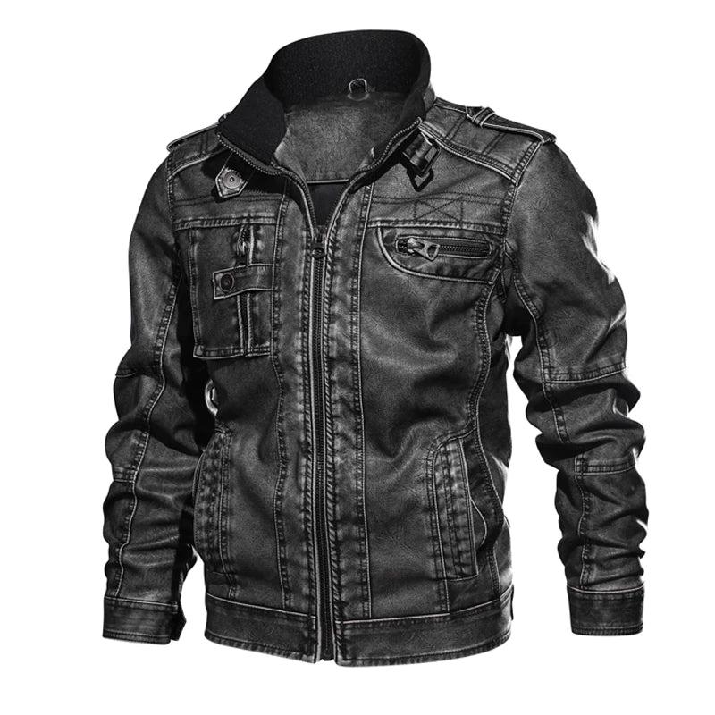 Theo Lederjacke mit mehreren Taschen