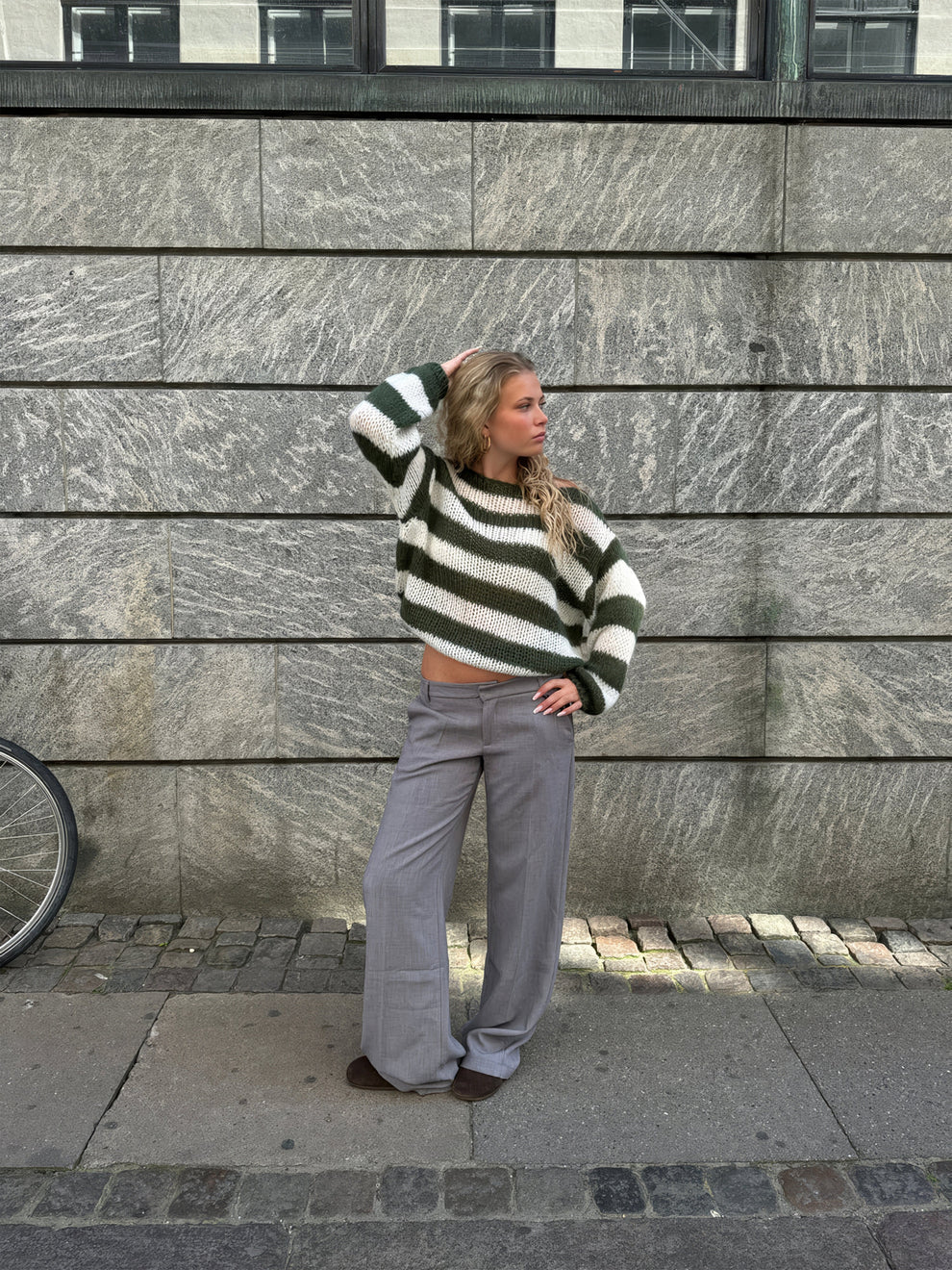 Lässiger gestreifter Strickpullover für Damen