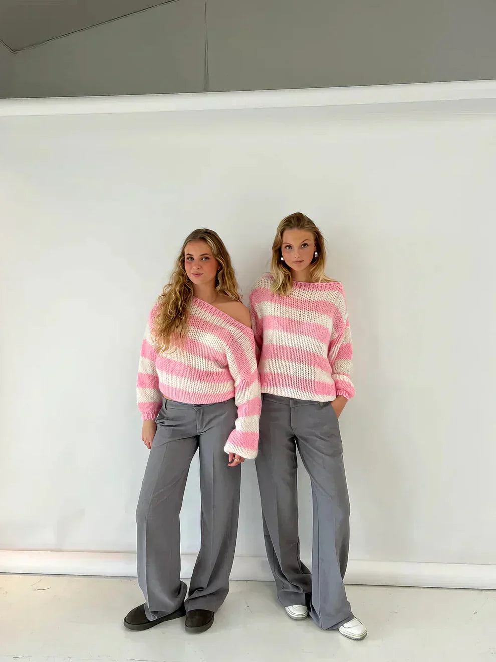 Lässiger gestreifter Strickpullover für Damen