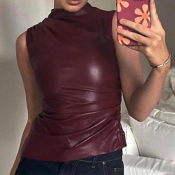 Arelyz | Stilvolles, lässiges Ledertop für Damen