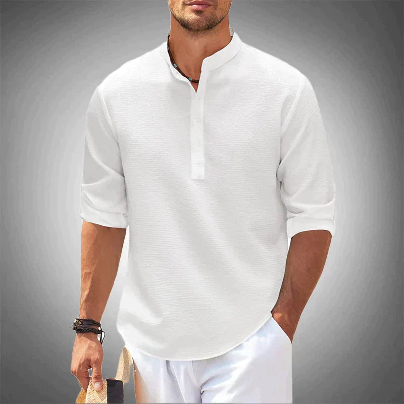 Herrenhemd Slim Fit Baumwolle - Atmungsaktives Langarm Hemd für Sommer und Freizeit