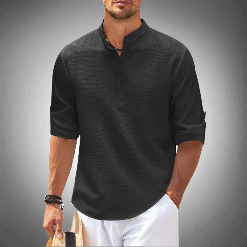 Herrenhemd Slim Fit Baumwolle - Atmungsaktives Langarm Hemd für Sommer und Freizeit