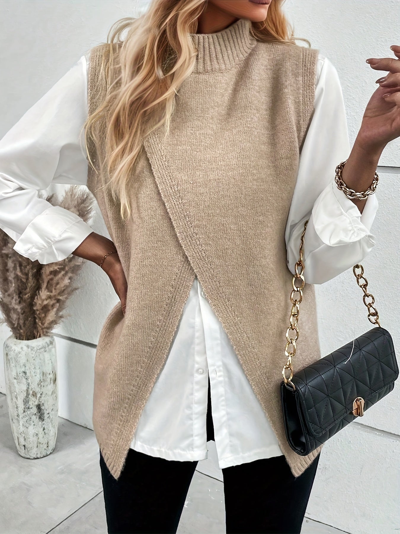 Lora - Schickes Herbst-/Winter-Beiges Sweatervest für Damen