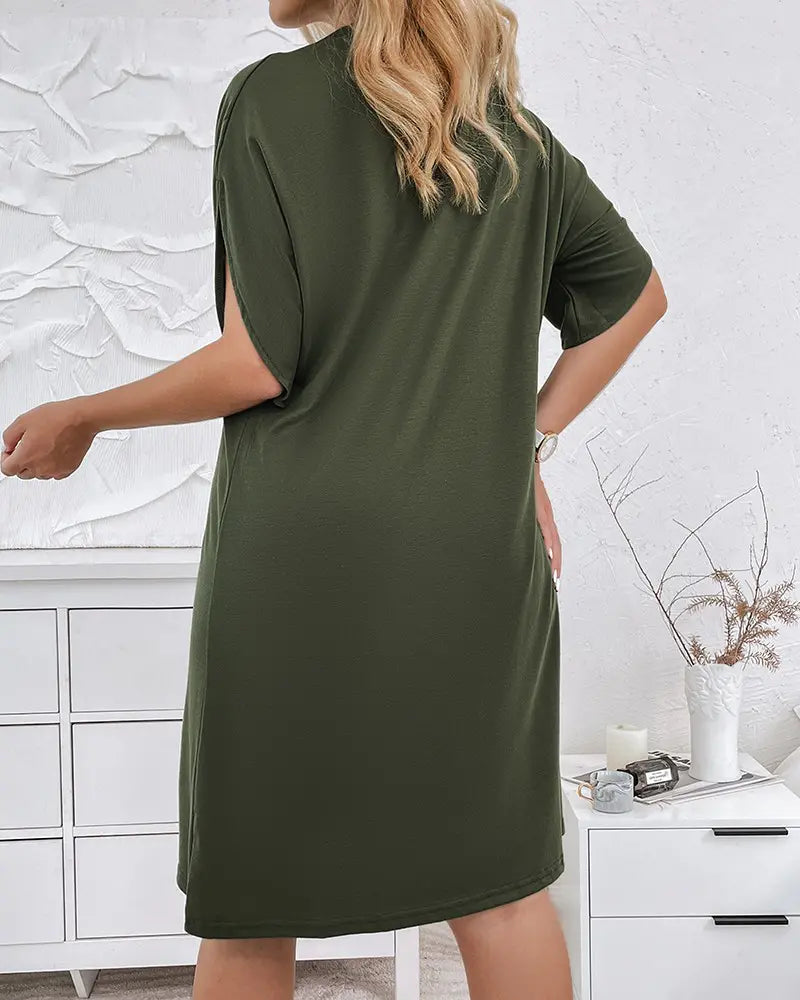 Damen V-Ausschnitt-Kleid