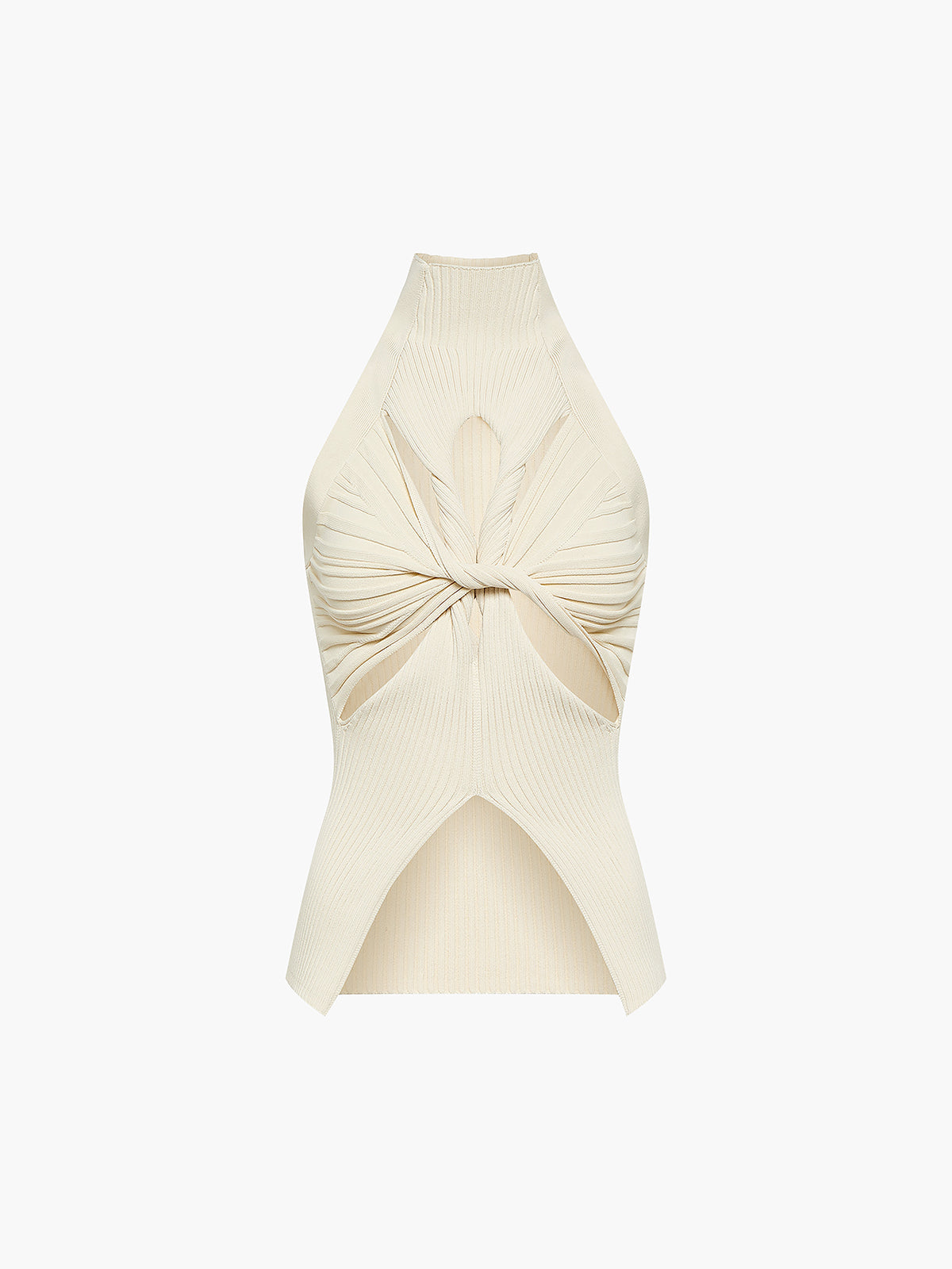 Anya | Geripptes Mockneck-Top mit Cutout