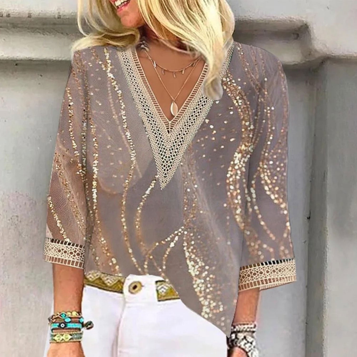 Bluse mit V-Ausschnitt - Merel
