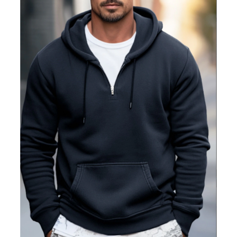 Angelico | Herren Klassische Kapuzen Pullover | Halb Reißverschluss