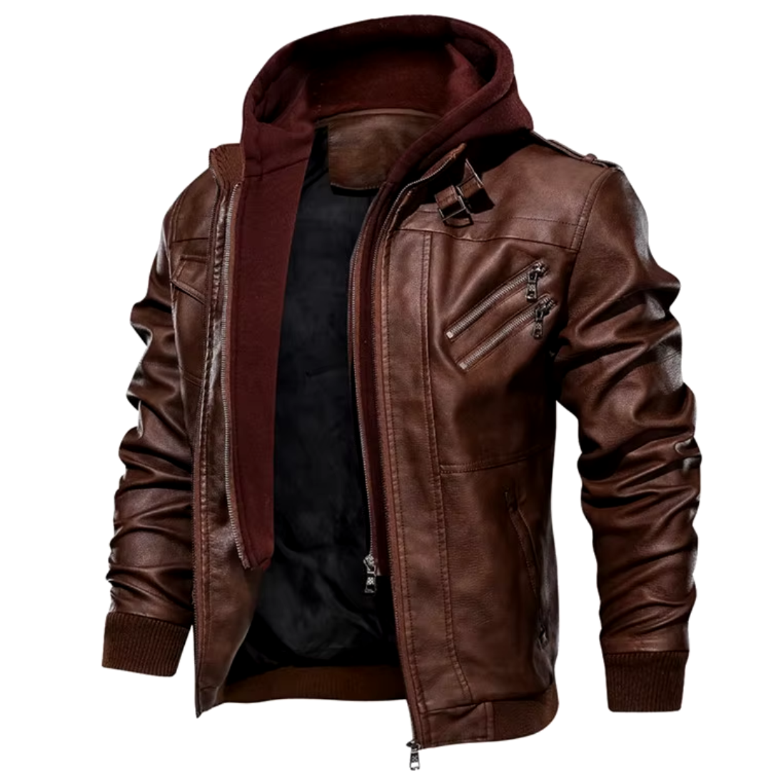 Rowan - Lederjacke mit Kapuze