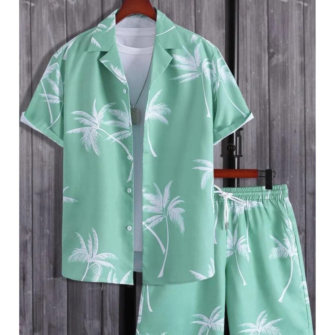 Sommer Set Herren Baumwolle Shorts und T-Shirt für Strand und Freizeit