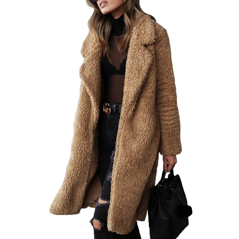 Catharina – Schicke Damen Teddyfleece Jacke | Warmer Kurzmantel mit hohem Kragen