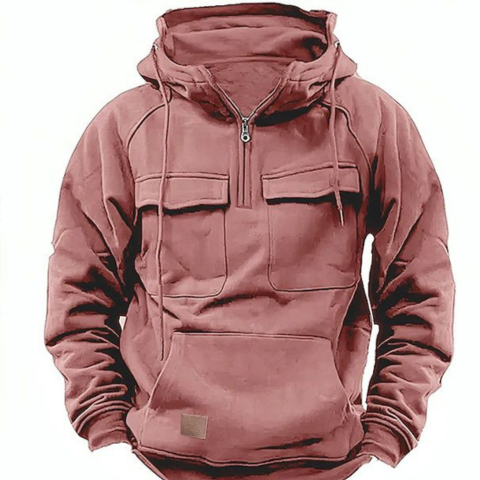 Ton | Herren Klassische Straßenkleidung Kapuzen Jacke | Halb Reißverschluss