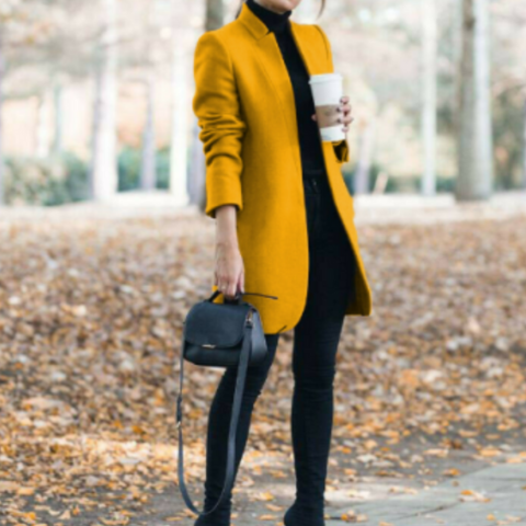 Regina | Damen Elegante Stehkragen Mantel | Lang
