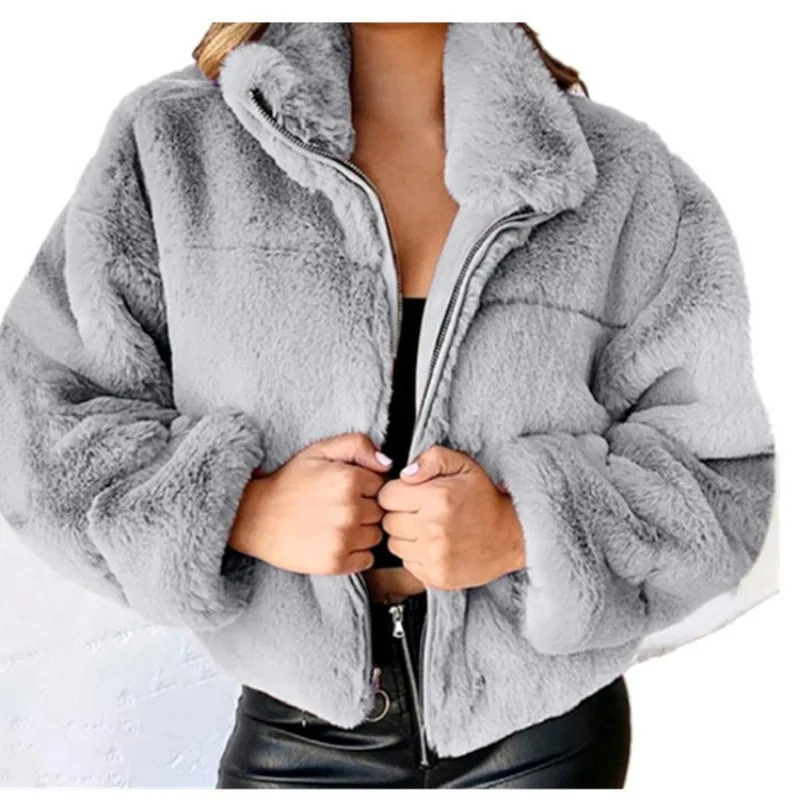 Carola | Stylische Teddy Fleece Jacke für Damen - Warme Kurzjacke mit hohem Kragen