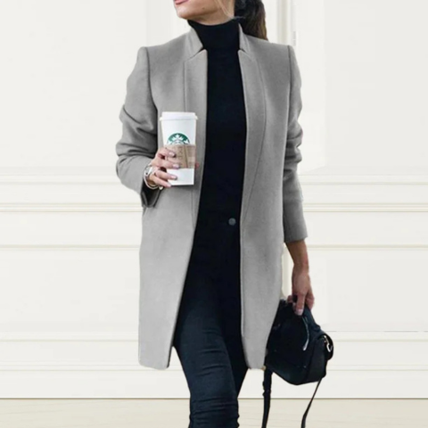 Sanie | Damen Eleganter Stehkragen Wintermantel | Lang