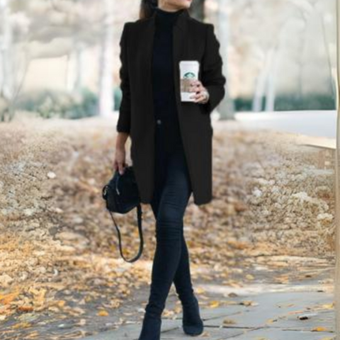Sanie | Damen Eleganter Stehkragen Wintermantel | Lang